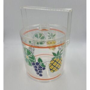 Vintage Stotter Ice Bucket Lid Clear Pineapple Grapes Limes Acrylic Lucite 8"